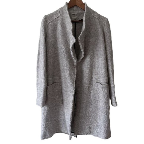 Zara Jackets & Blazers - ZARA Boucle Grey Knee Length Jacket Size Small